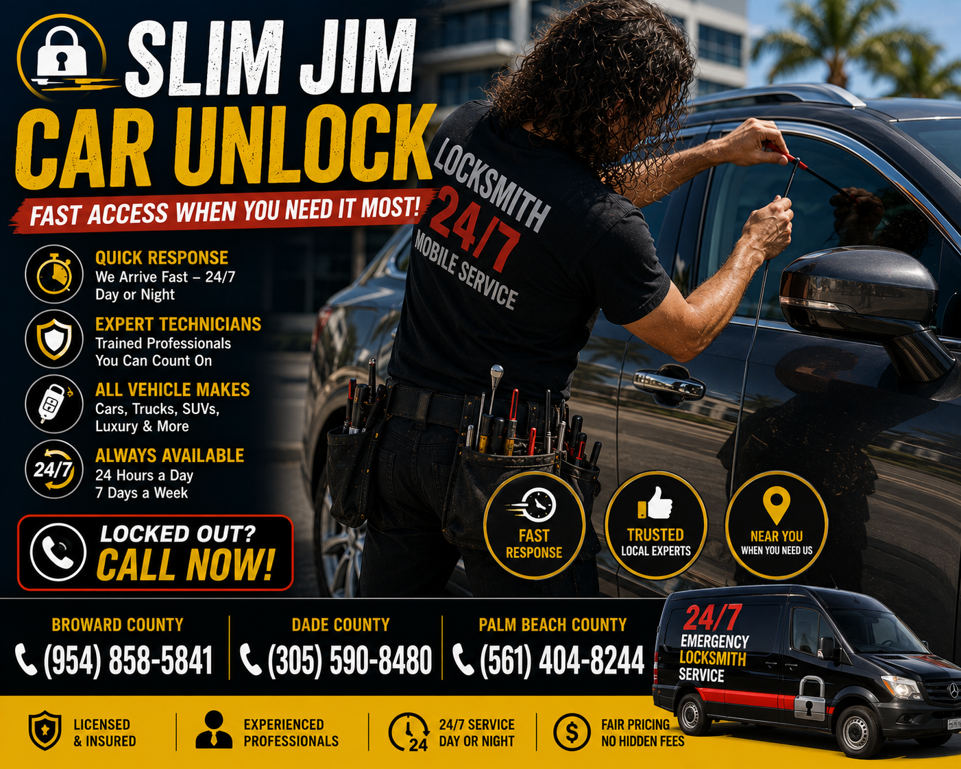 Slim Jim Car Opening locksmith service